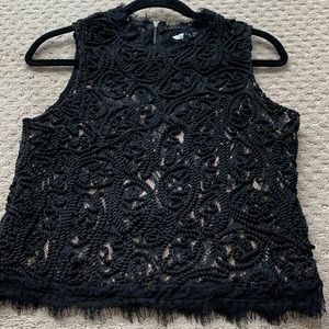 Charlotte Russe Black Lace Full zip Sleveless top Size Medium